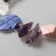 Bergkristall, Lapislazuli, Andenopal, Chalzedon, Amethyst, versilberte Keramik, Silber
